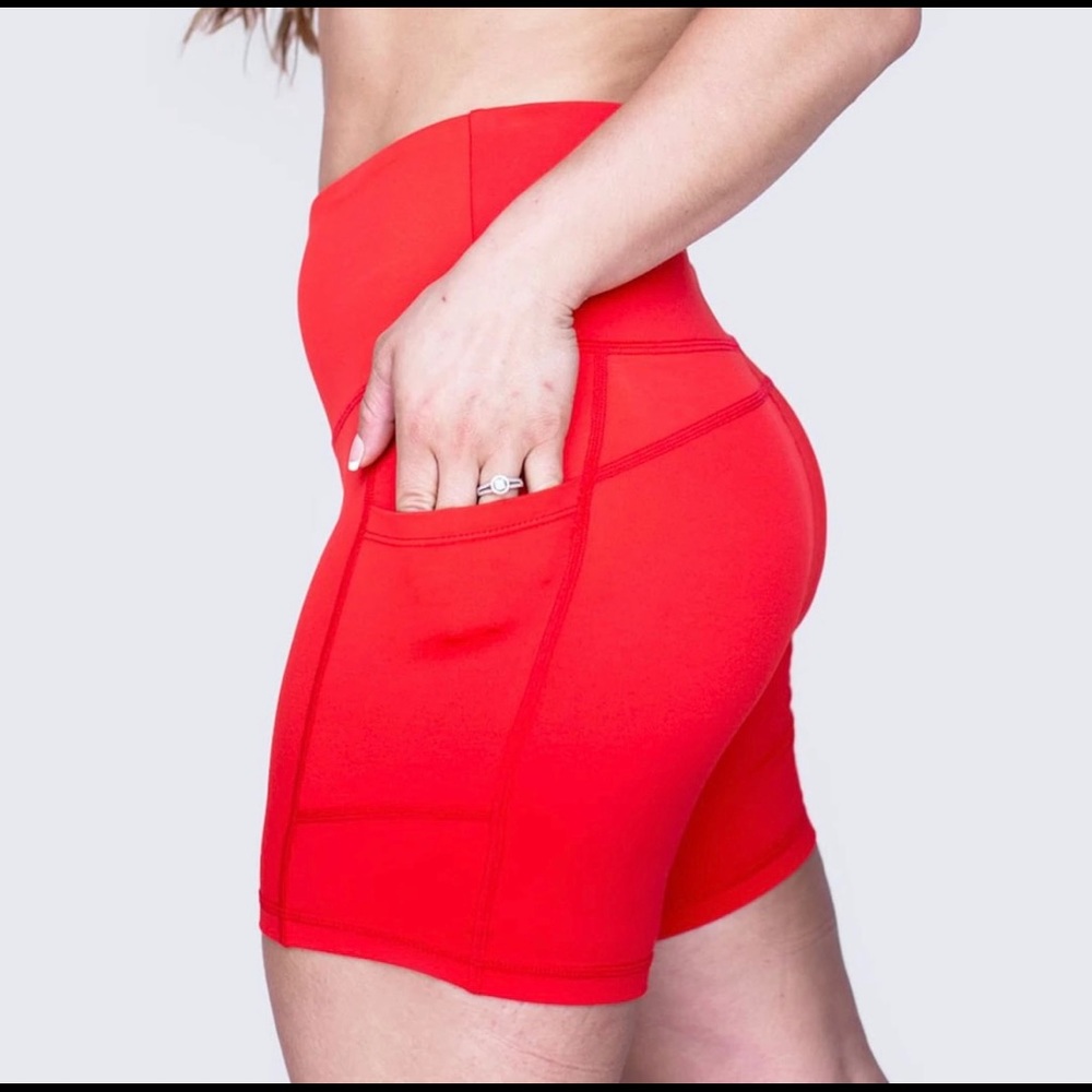 Feed Me Fight Me Women’s Basic Biker Shorts-Red Hot, XL